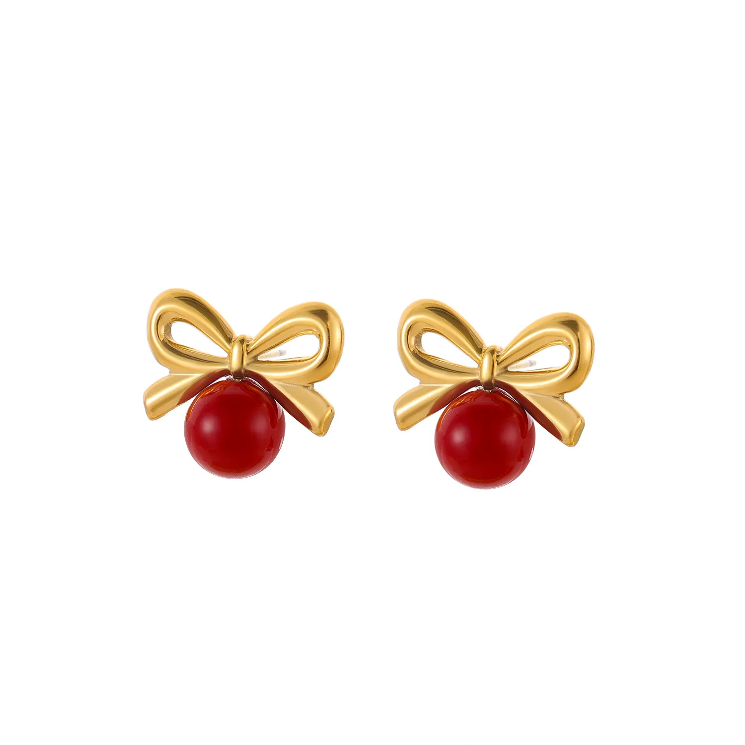 1 Pair Simple Style Bow Knot 304 Stainless Steel 18K Gold Plated Earrings display picture 20