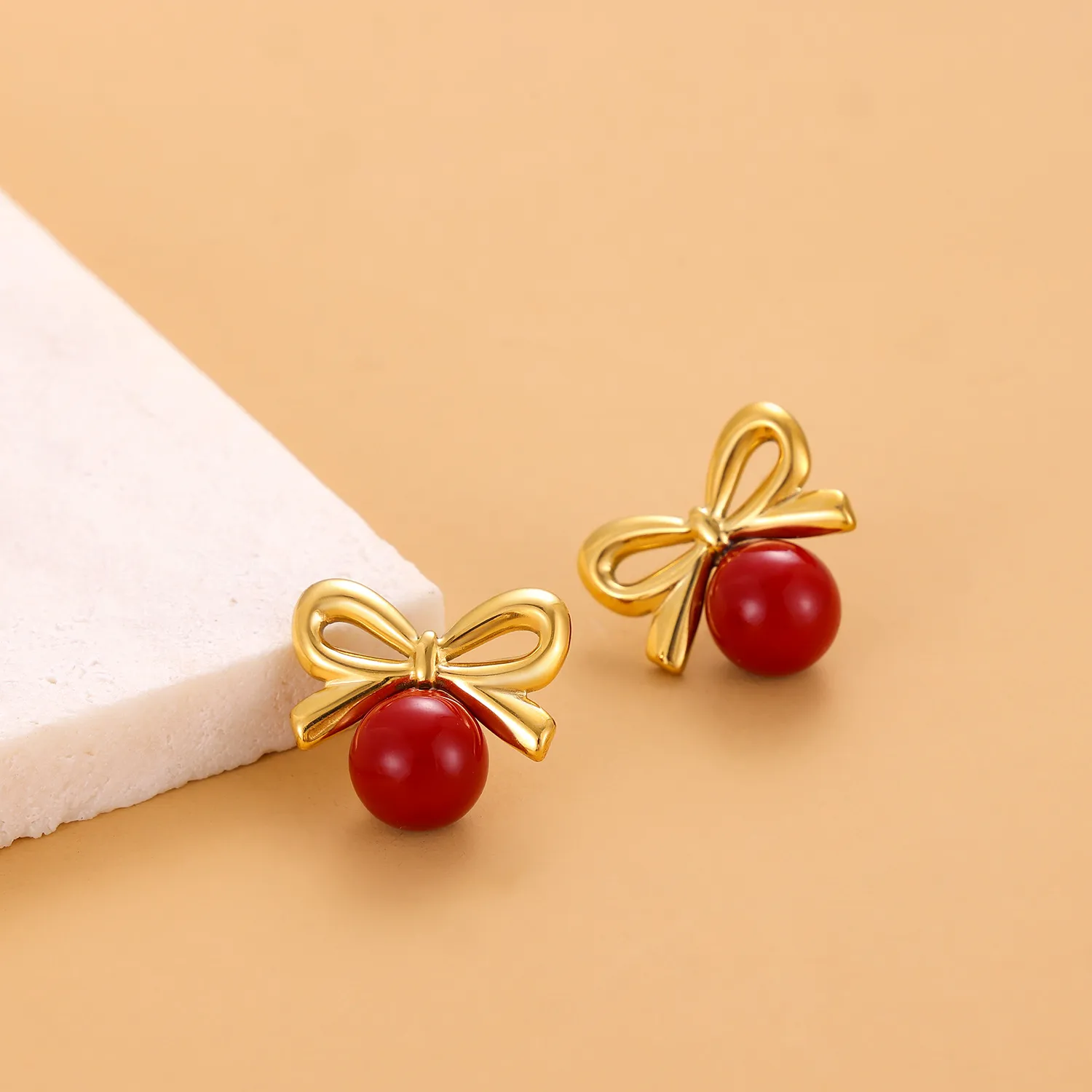 1 Pair Simple Style Bow Knot 304 Stainless Steel 18K Gold Plated Earrings display picture 21