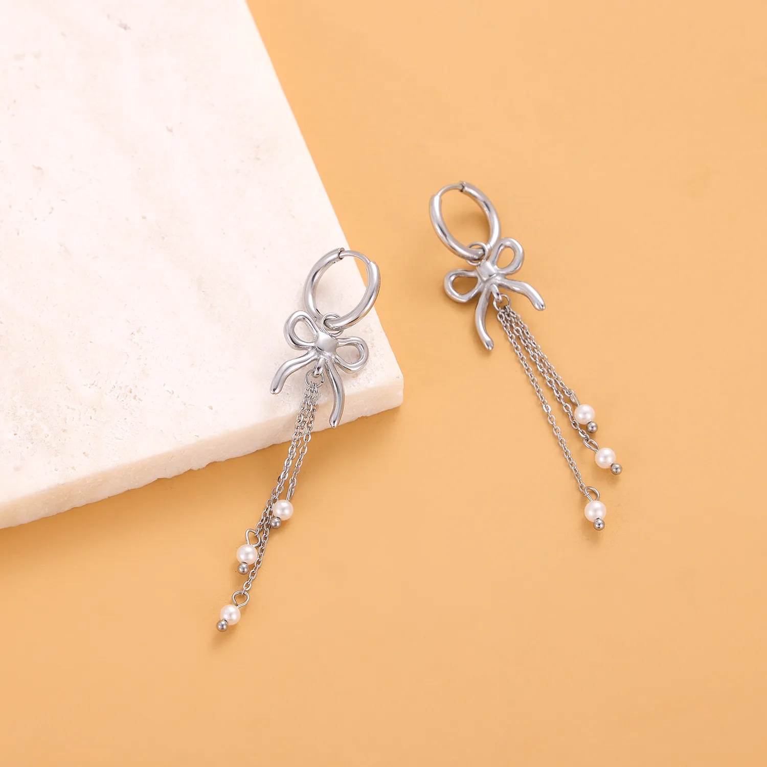 1 Pair Simple Style Bow Knot 304 Stainless Steel 18K Gold Plated Earrings display picture 30