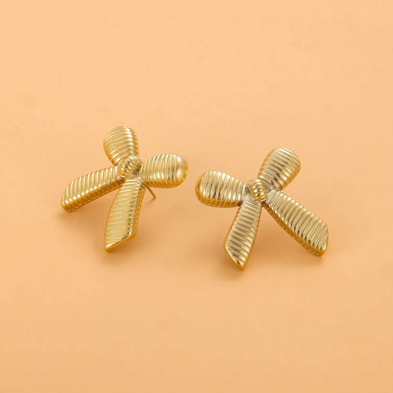 1 Pair Simple Style Bow Knot 304 Stainless Steel 18K Gold Plated Earrings display picture 35