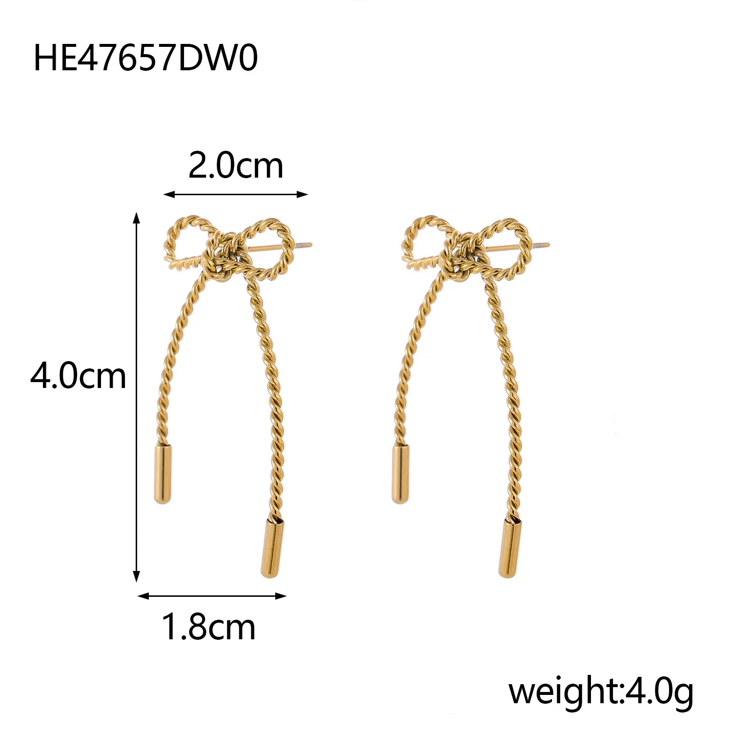 1 Pair Simple Style Bow Knot 304 Stainless Steel 18K Gold Plated Earrings display picture 36