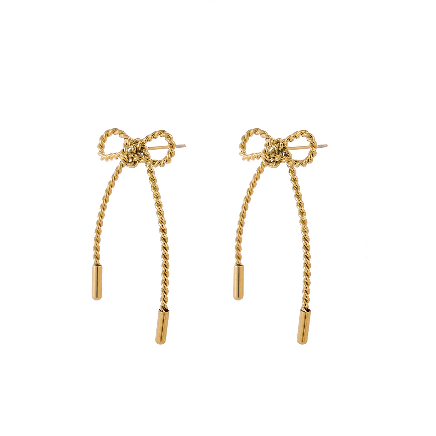 1 Pair Simple Style Bow Knot 304 Stainless Steel 18K Gold Plated Earrings display picture 37