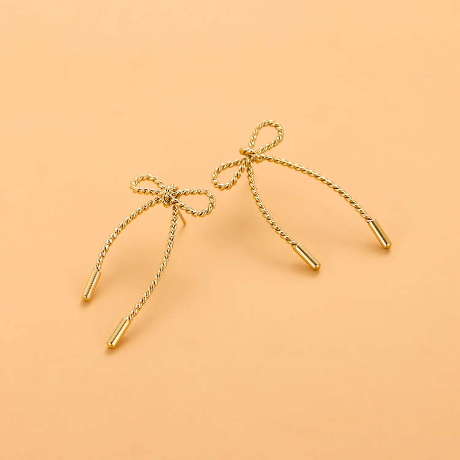 1 Pair Simple Style Bow Knot 304 Stainless Steel 18K Gold Plated Earrings display picture 38