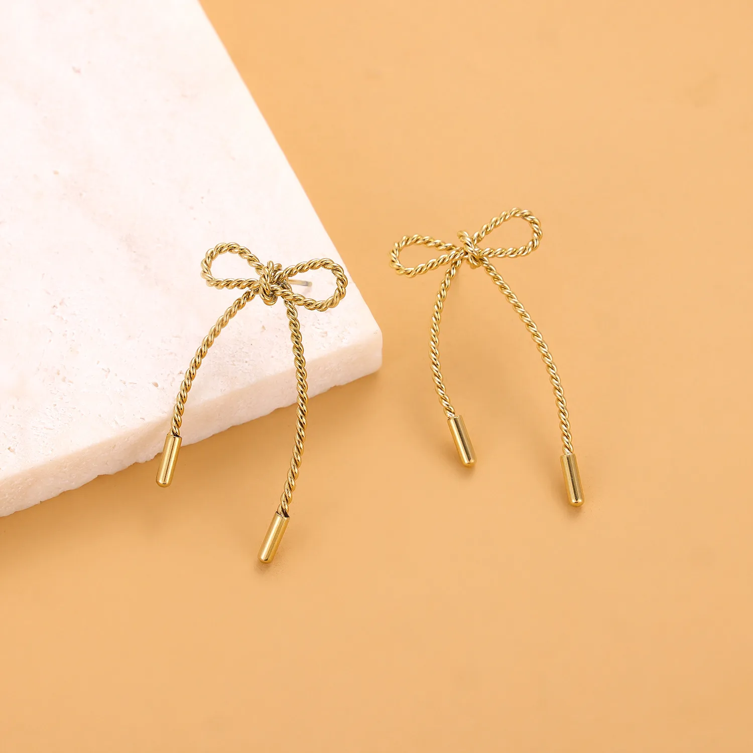 1 Pair Simple Style Bow Knot 304 Stainless Steel 18K Gold Plated Earrings display picture 39