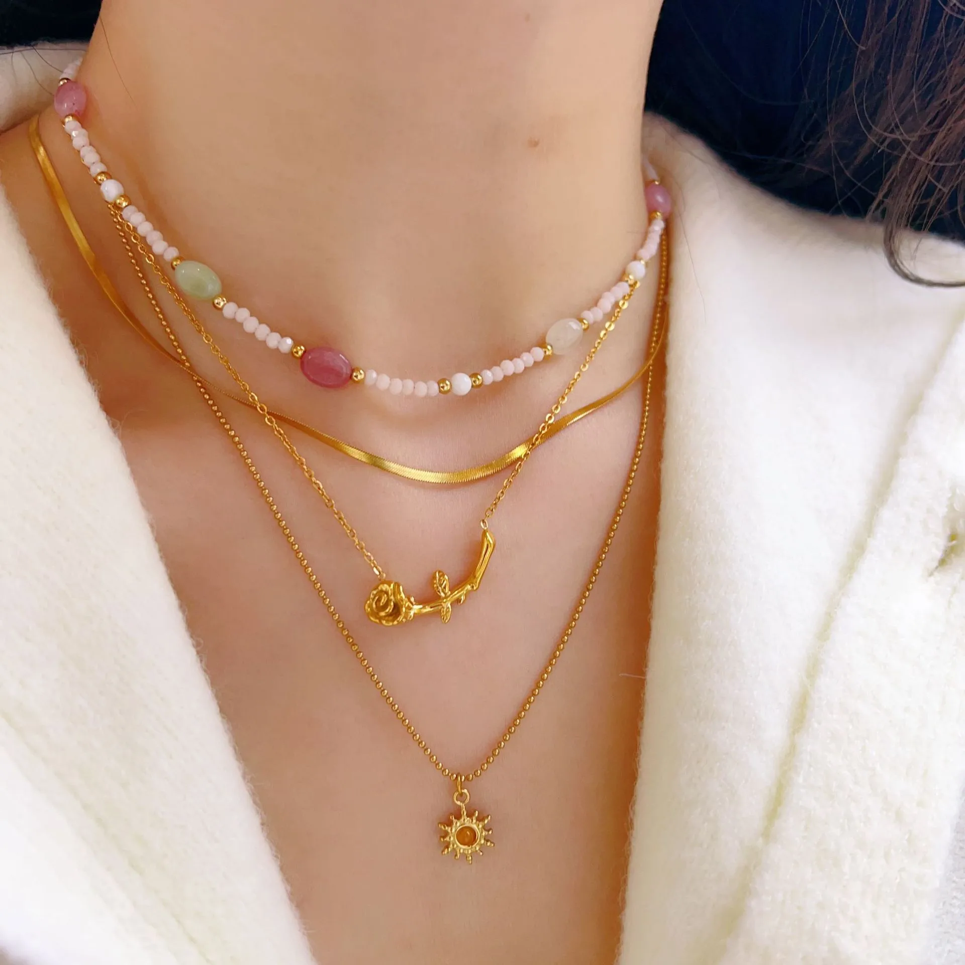 Wholesale Jewelry Elegant Simple Style Rose 304 Stainless Steel Pendant Necklace display picture 1