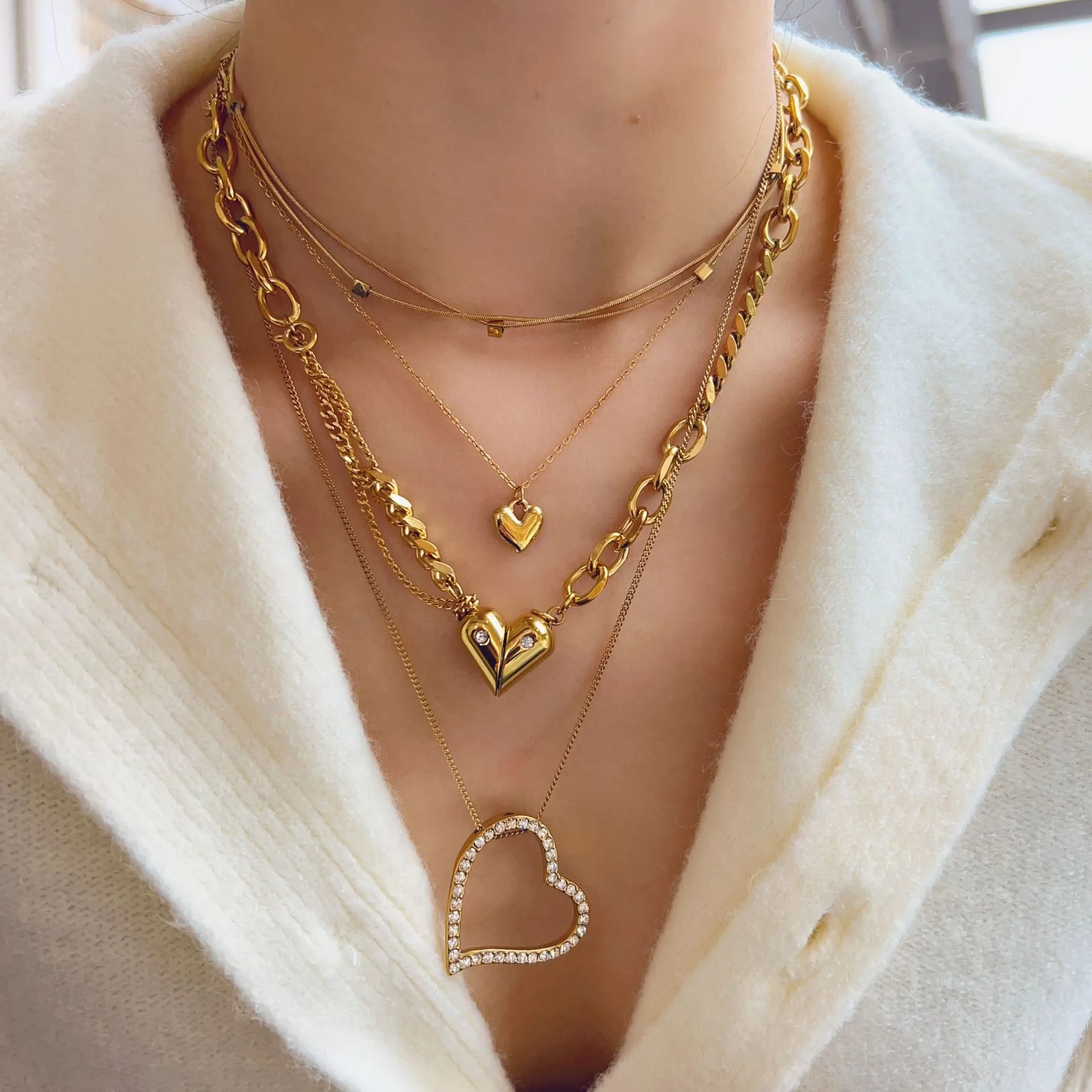 Wholesale Jewelry Simple Style Heart Shape 304 Stainless Steel 18K Gold Plated Pendant Necklace display picture 2