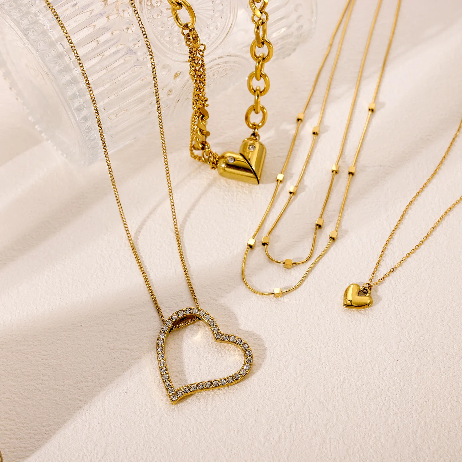 Wholesale Jewelry Simple Style Heart Shape 304 Stainless Steel 18K Gold Plated Pendant Necklace display picture 6