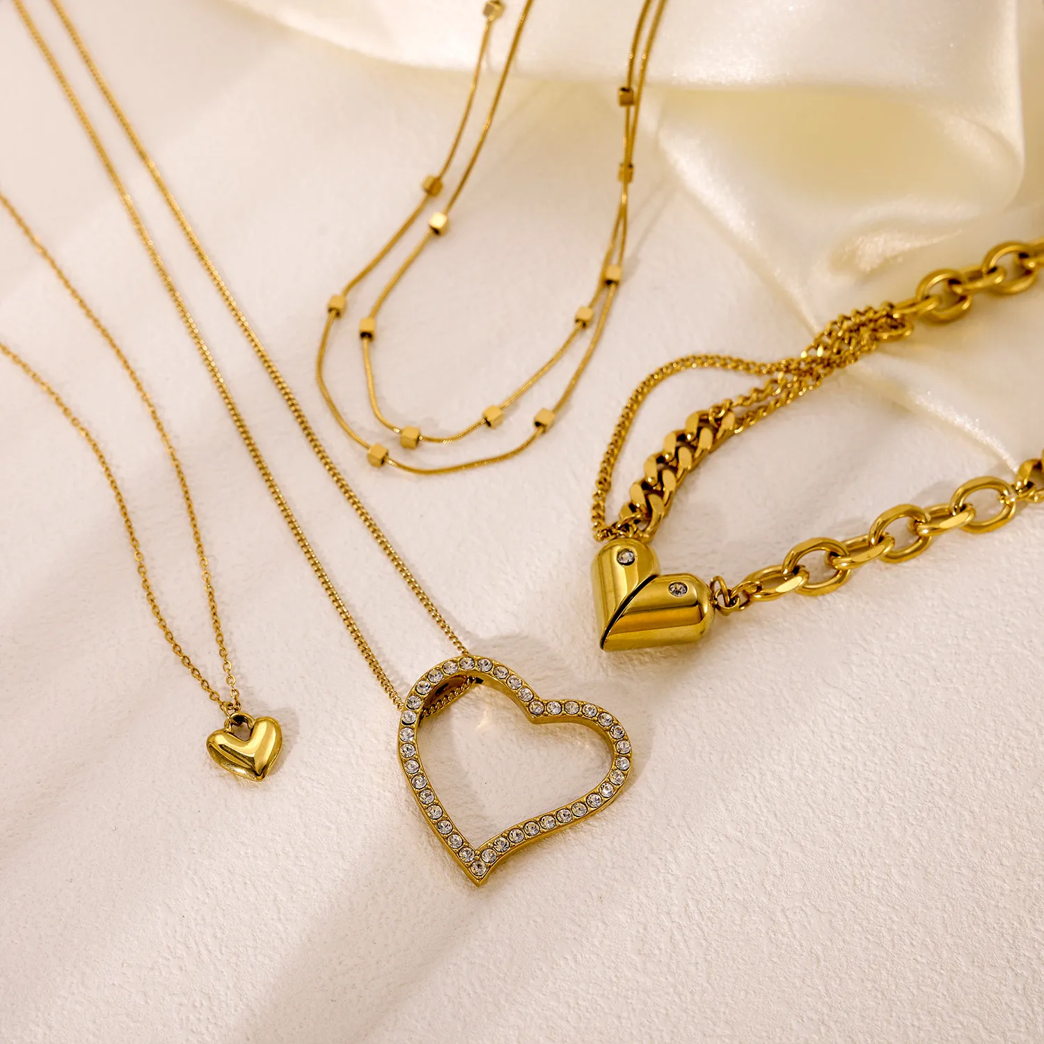 Wholesale Jewelry Simple Style Heart Shape 304 Stainless Steel 18K Gold Plated Pendant Necklace display picture 5