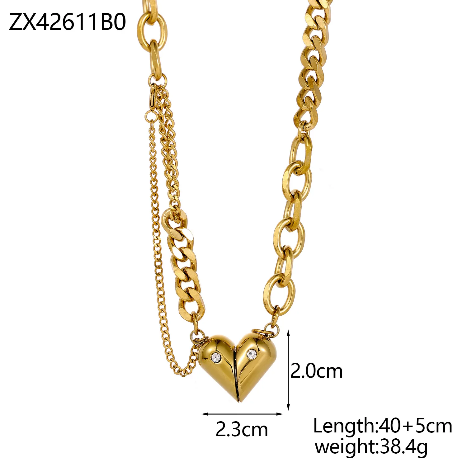 Wholesale Jewelry Simple Style Heart Shape 304 Stainless Steel 18K Gold Plated Pendant Necklace display picture 15