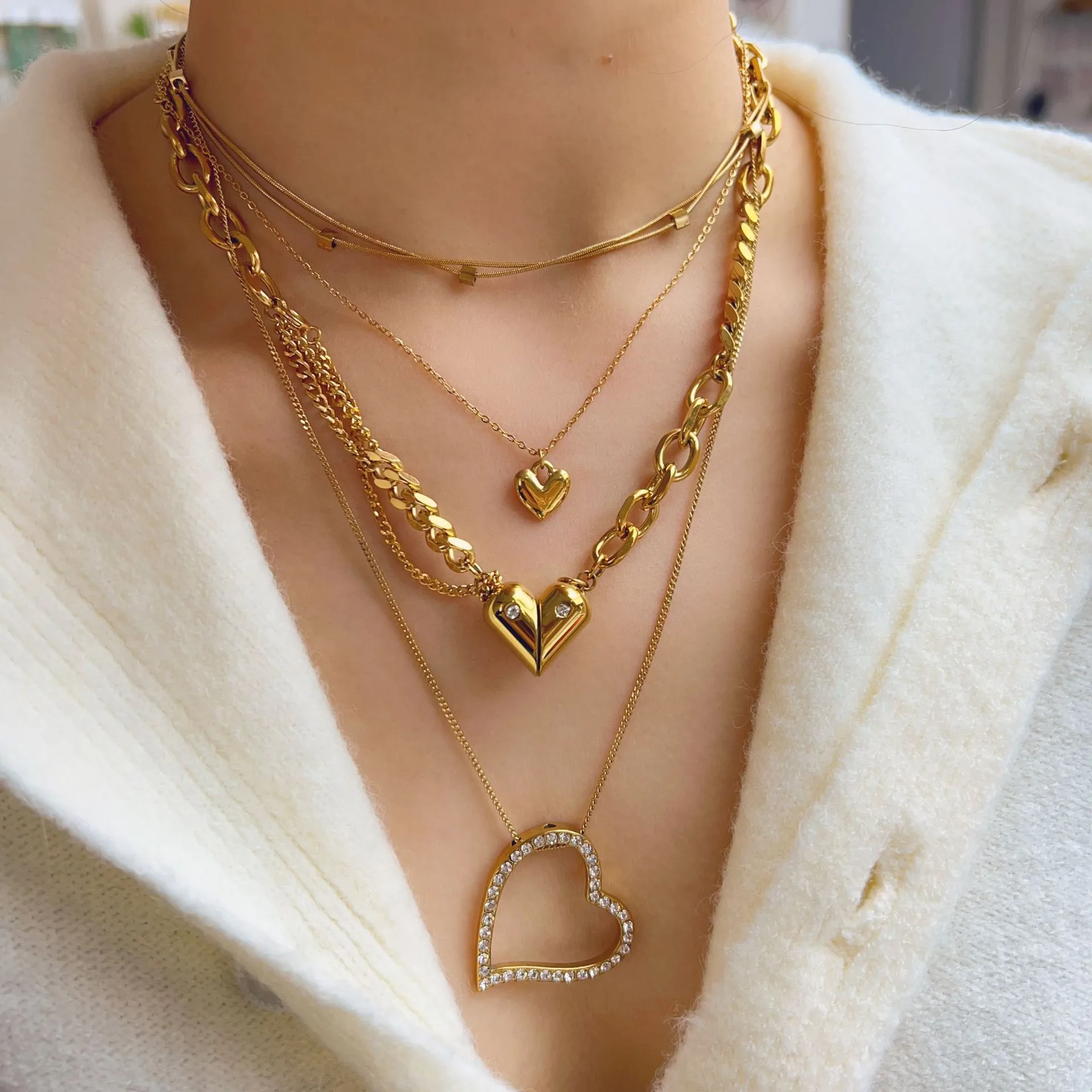 Wholesale Jewelry Simple Style Heart Shape 304 Stainless Steel 18K Gold Plated Pendant Necklace display picture 4