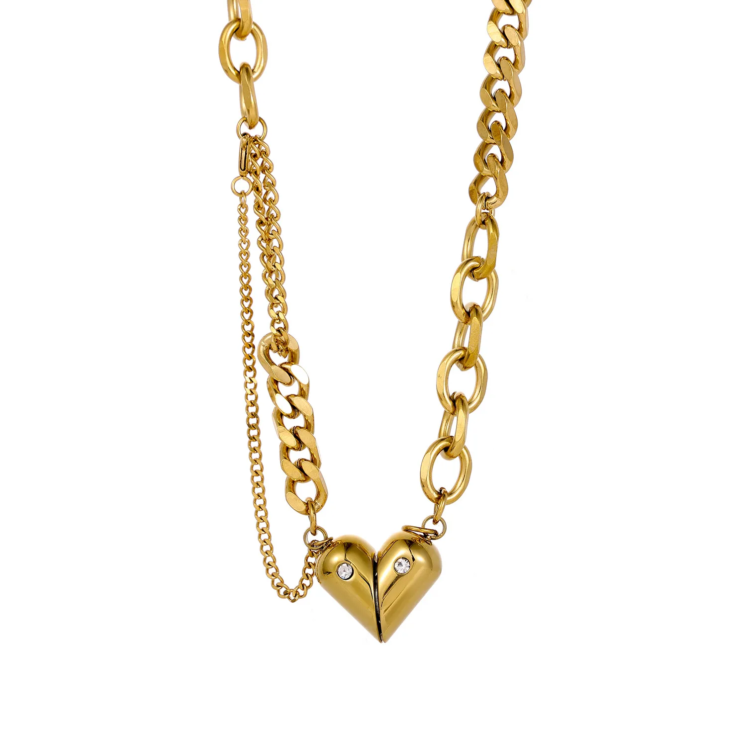 Wholesale Jewelry Simple Style Heart Shape 304 Stainless Steel 18K Gold Plated Pendant Necklace display picture 14