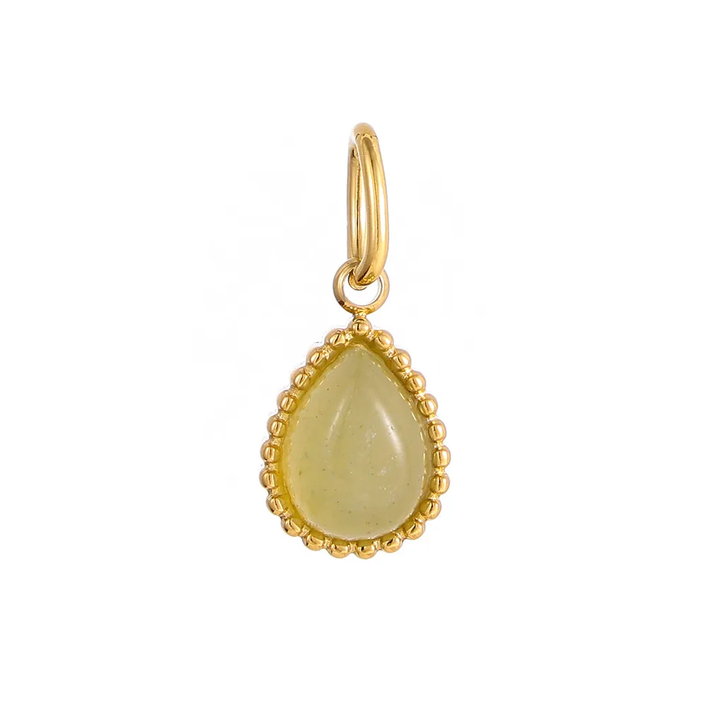 1 Piece 8*13mm 304 Stainless Steel Natural Stone Water Droplets Pendant Jewelry Accessories display picture 1