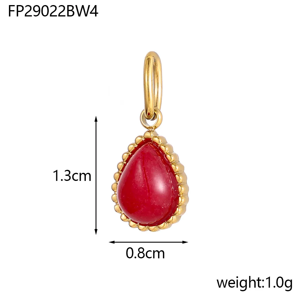 1 Piece 8*13mm 304 Stainless Steel Natural Stone Water Droplets Pendant Jewelry Accessories display picture 14