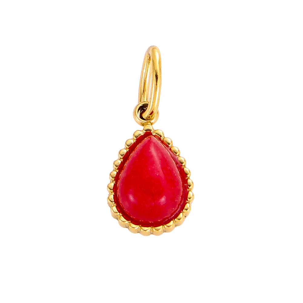 1 Piece 8*13mm 304 Stainless Steel Natural Stone Water Droplets Pendant Jewelry Accessories display picture 15