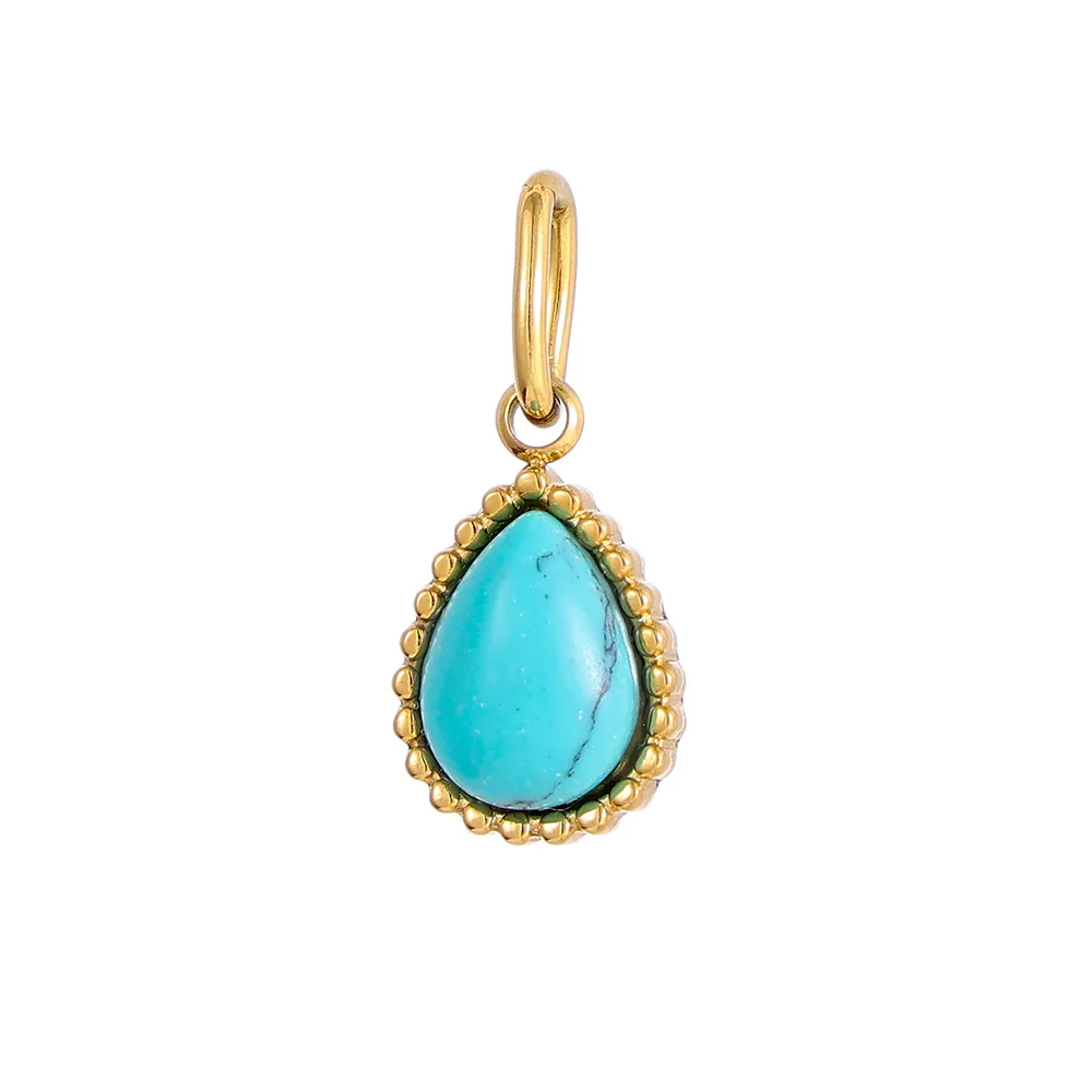 1 Piece 8*13mm 304 Stainless Steel Natural Stone Water Droplets Pendant Jewelry Accessories display picture 17