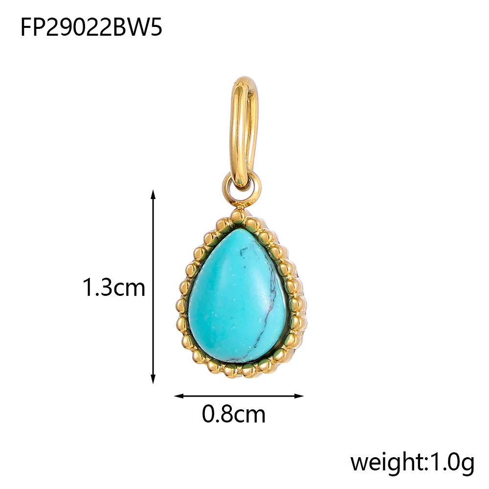 1 Piece 8*13mm 304 Stainless Steel Natural Stone Water Droplets Pendant Jewelry Accessories display picture 18