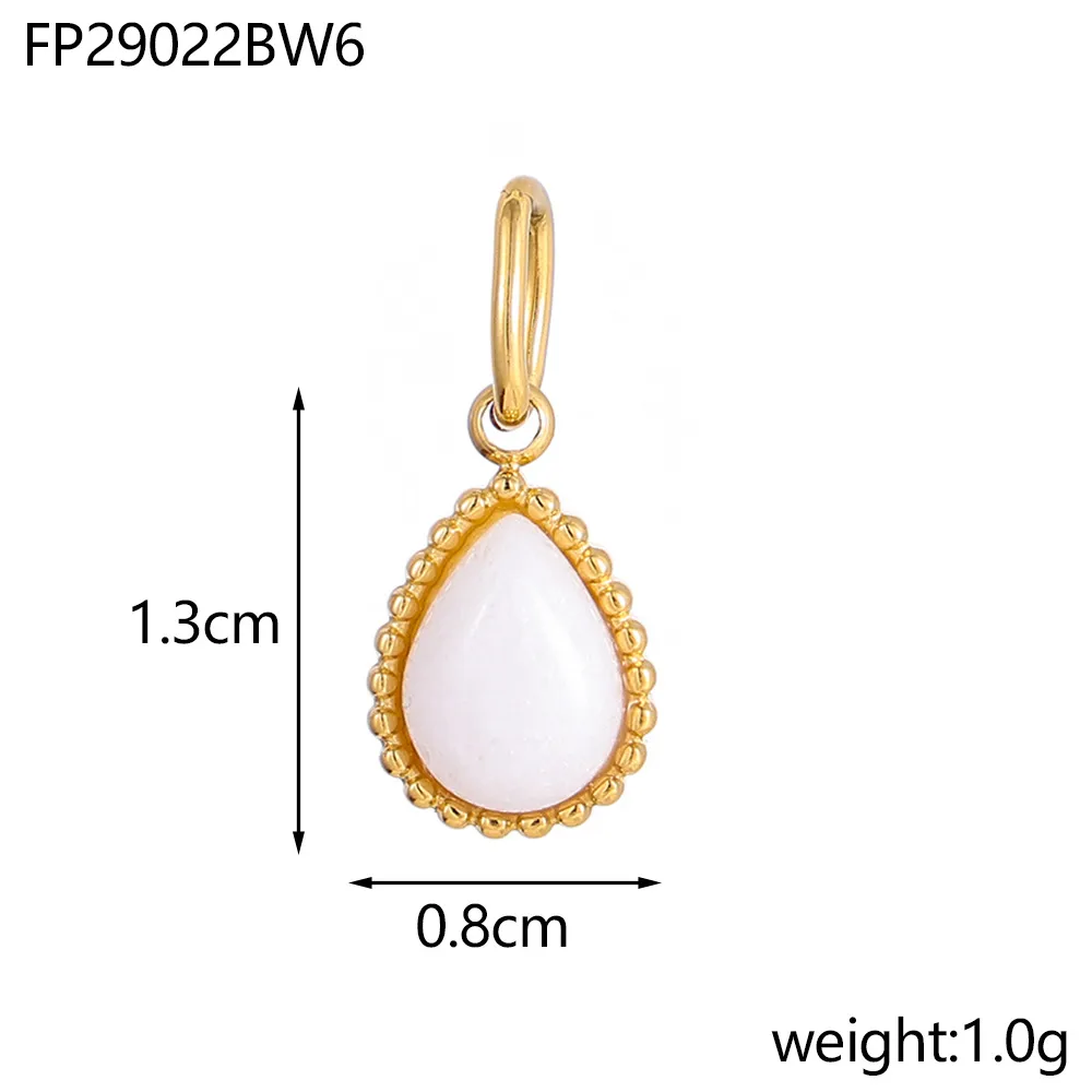 1 Piece 8*13mm 304 Stainless Steel Natural Stone Water Droplets Pendant Jewelry Accessories display picture 22