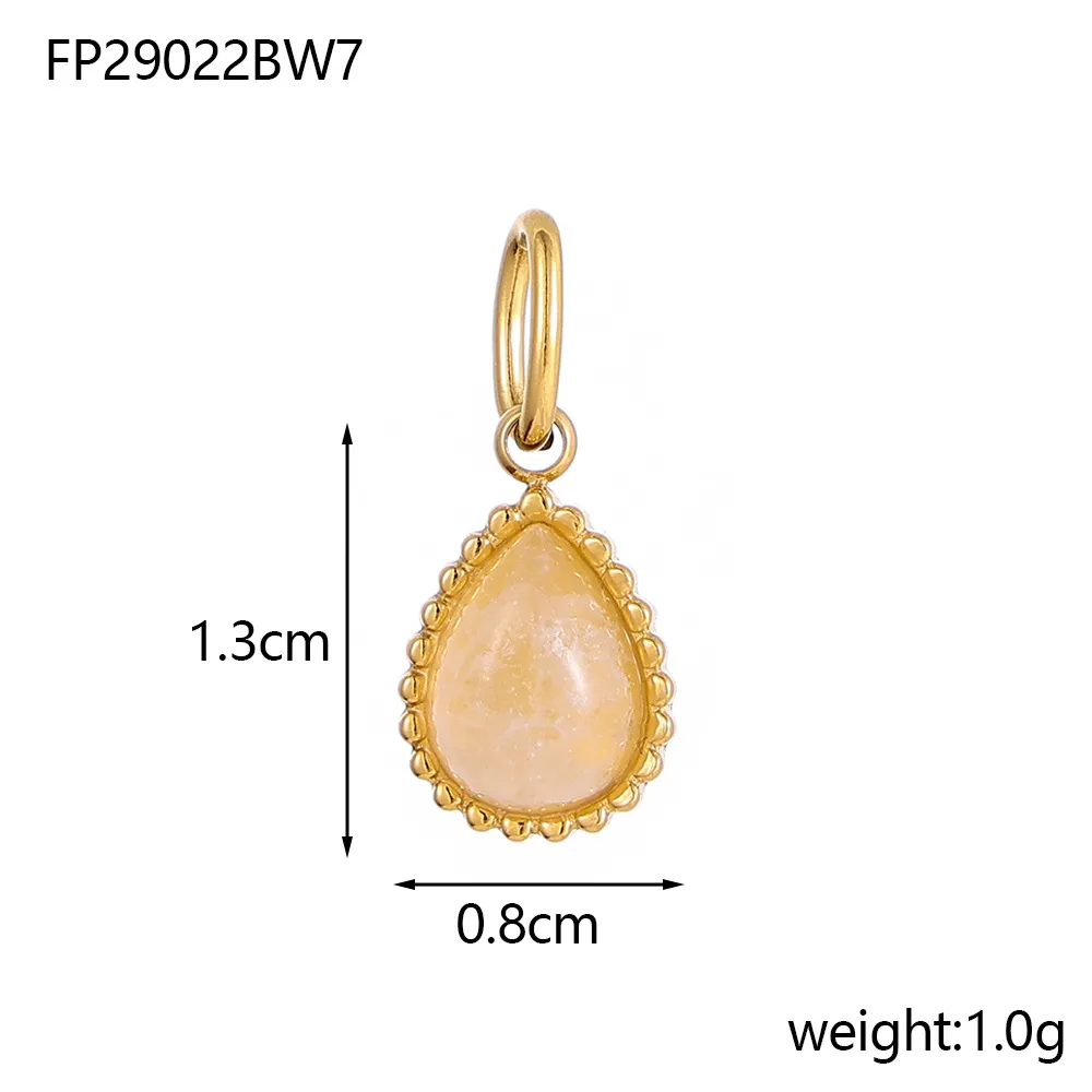 1 Piece 8*13mm 304 Stainless Steel Natural Stone Water Droplets Pendant Jewelry Accessories display picture 26