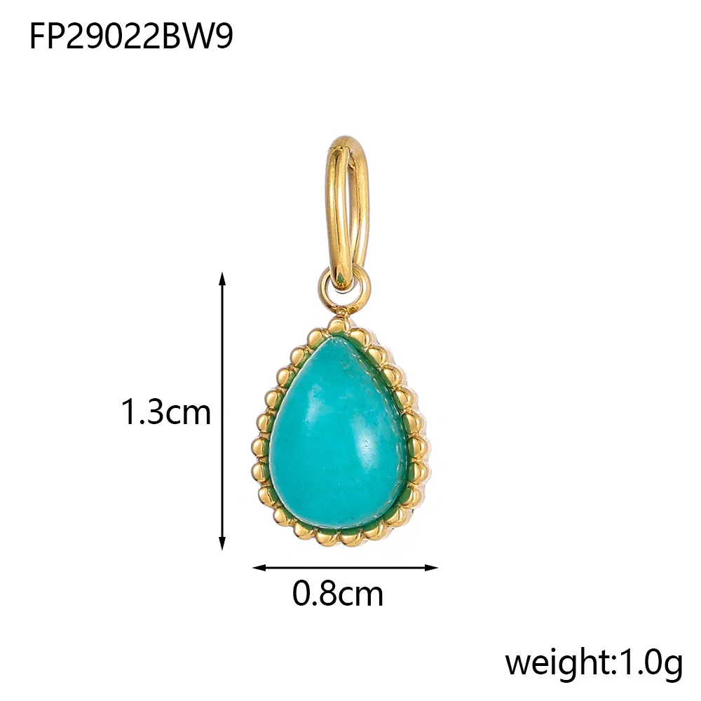 1 Piece 8*13mm 304 Stainless Steel Natural Stone Water Droplets Pendant Jewelry Accessories display picture 34