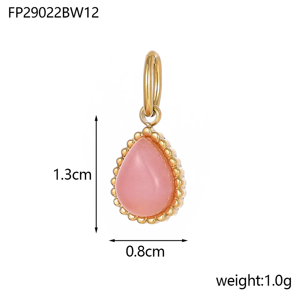 1 Piece 8*13mm 304 Stainless Steel Natural Stone Water Droplets Pendant Jewelry Accessories display picture 46
