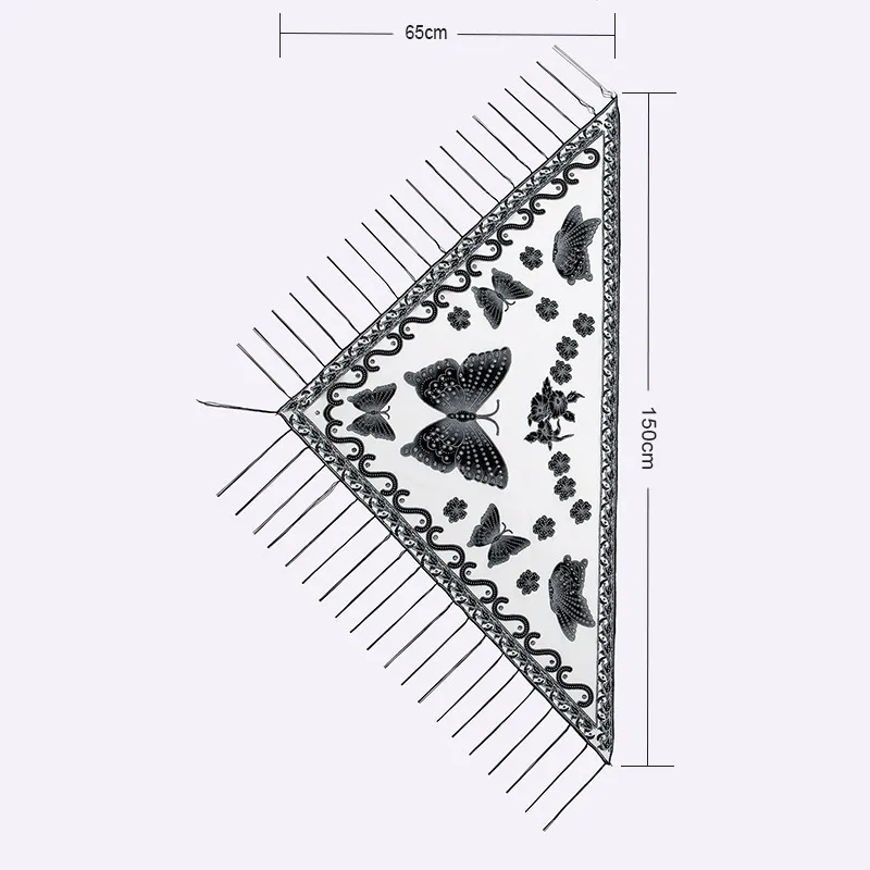 New Tassel Triangle Scarf Solid Color Hollow Lace Butterfly Embroidered Triangle Shawl Scarf For Women display picture 1
