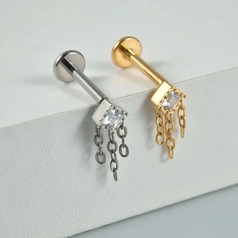 Simple Style Classic Style Flower Bee Titanium Alloy Plating Inlay Zircon 14K Gold Plated White Gold Plated Unisex Lip Stud Ear Studs display picture 7