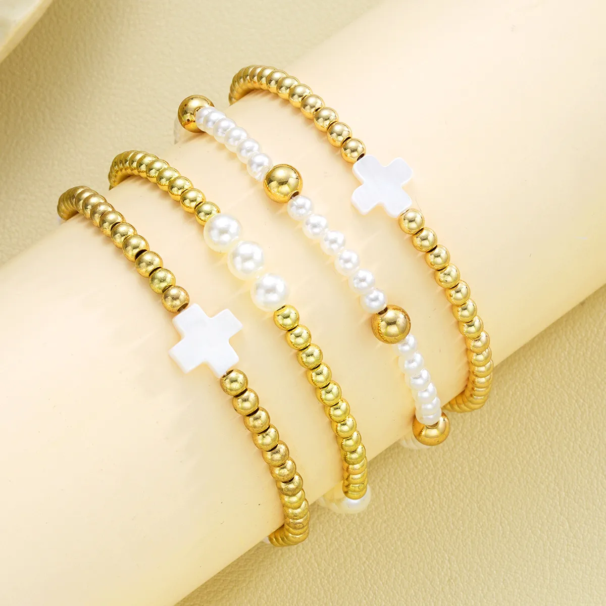Retro Classic Style Geometric CCB Imitation Pearl Plating Women's Bracelets display picture 6