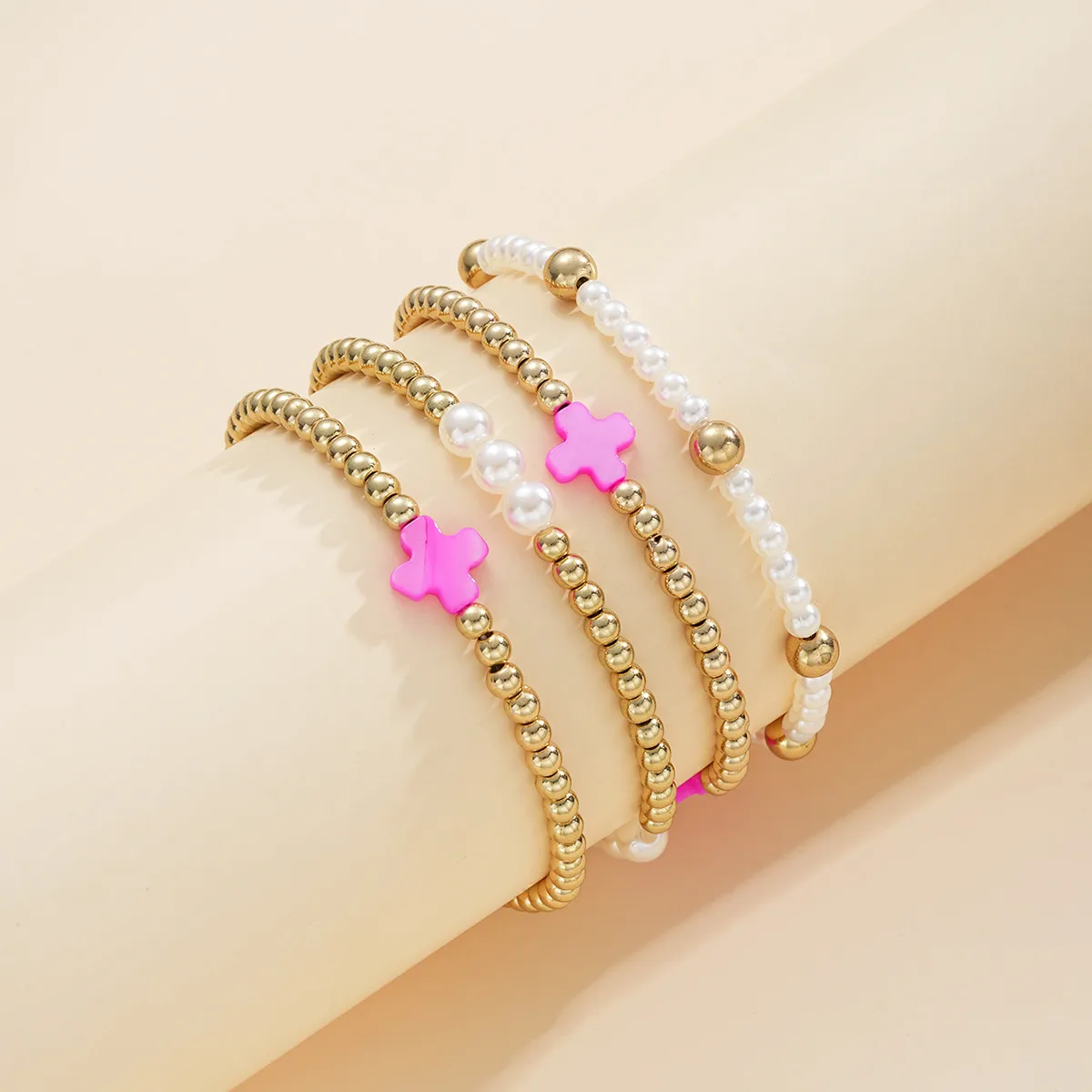 Retro Classic Style Geometric CCB Imitation Pearl Plating Women's Bracelets display picture 9