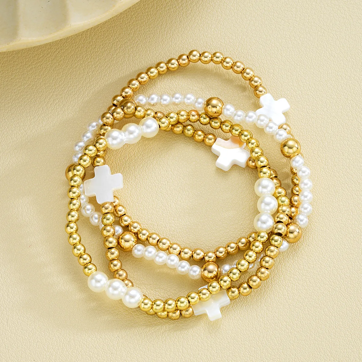 Retro Classic Style Geometric CCB Imitation Pearl Plating Women's Bracelets display picture 7