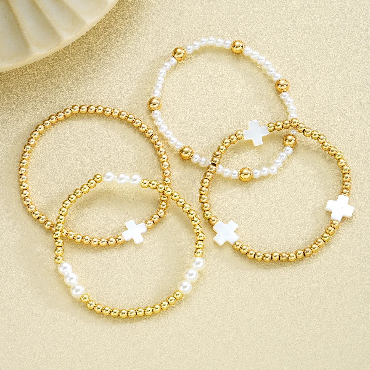 Retro Classic Style Geometric CCB Imitation Pearl Plating Women's Bracelets display picture 4