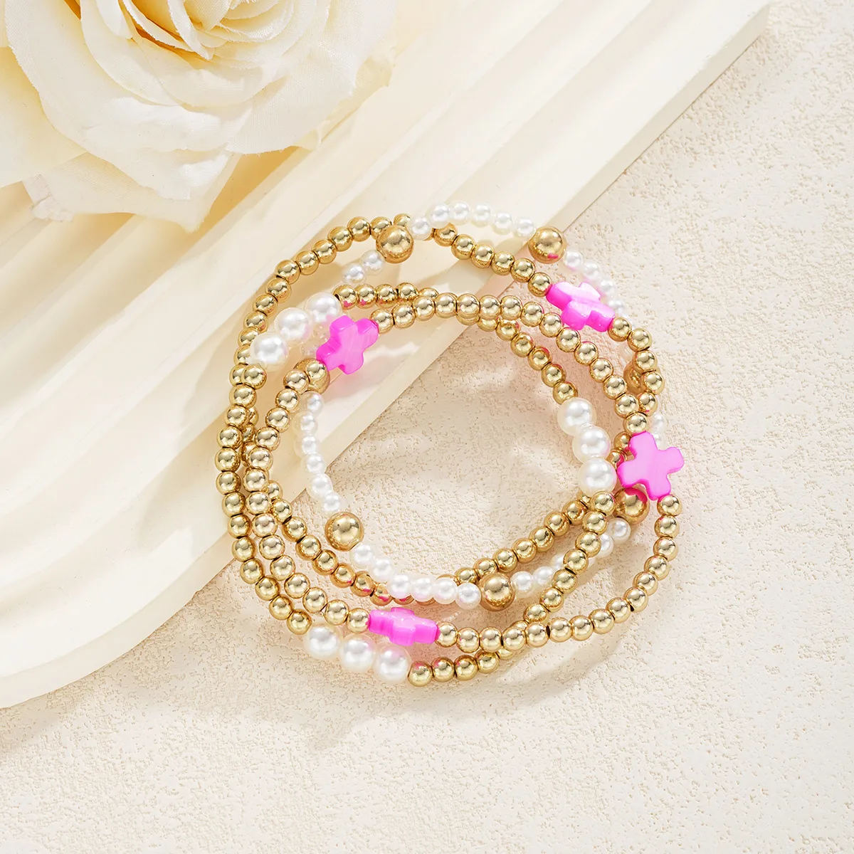 Retro Classic Style Geometric CCB Imitation Pearl Plating Women's Bracelets display picture 13