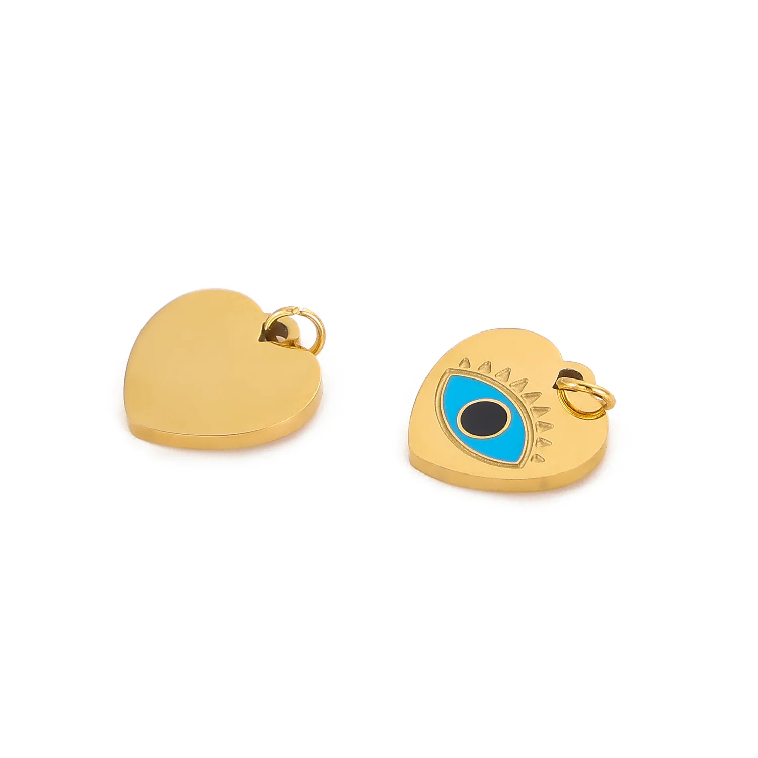1 Piece 10*10mm 304 Stainless Steel Devil's Eye Heart Shape Polished Pendant Jewelry Accessories display picture 3