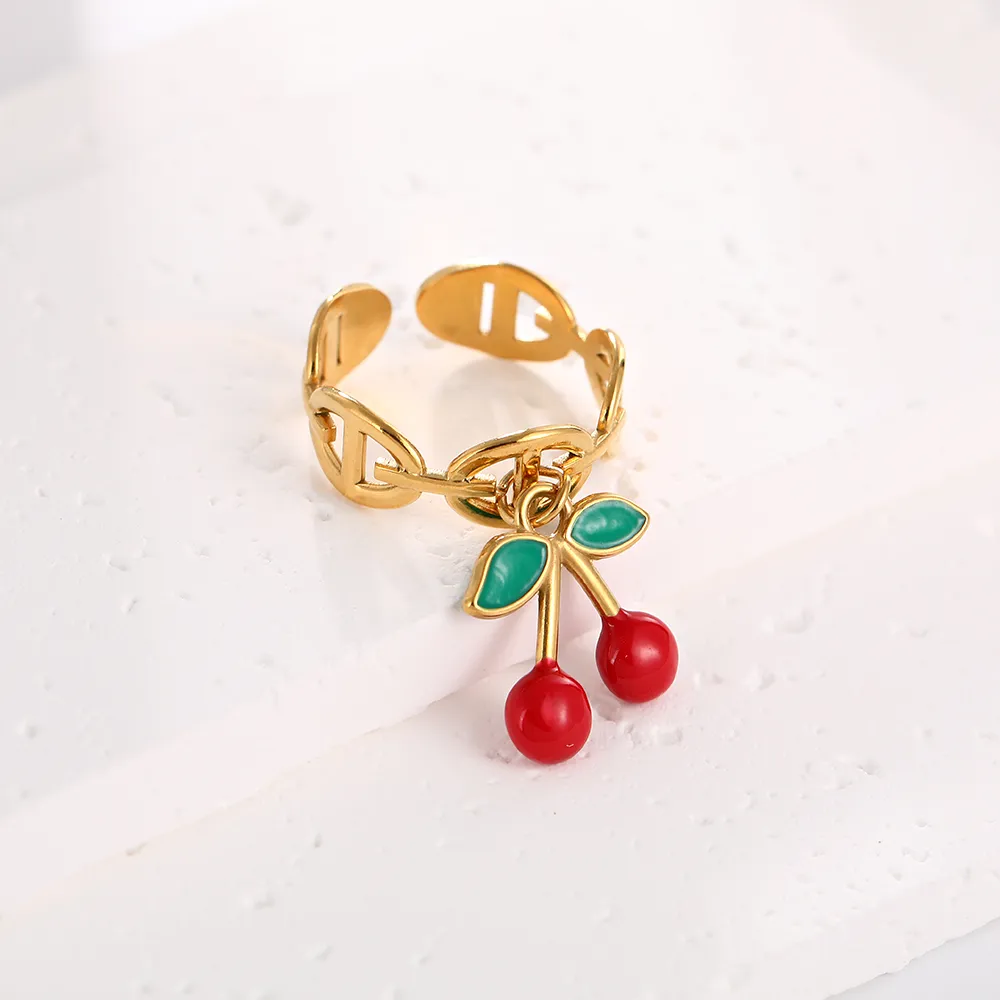 Elegant Modern Style Cherry Shell 304 Stainless Steel Plating 18K Gold Plated Women's Charm Rings Open Rings Rings display picture 8