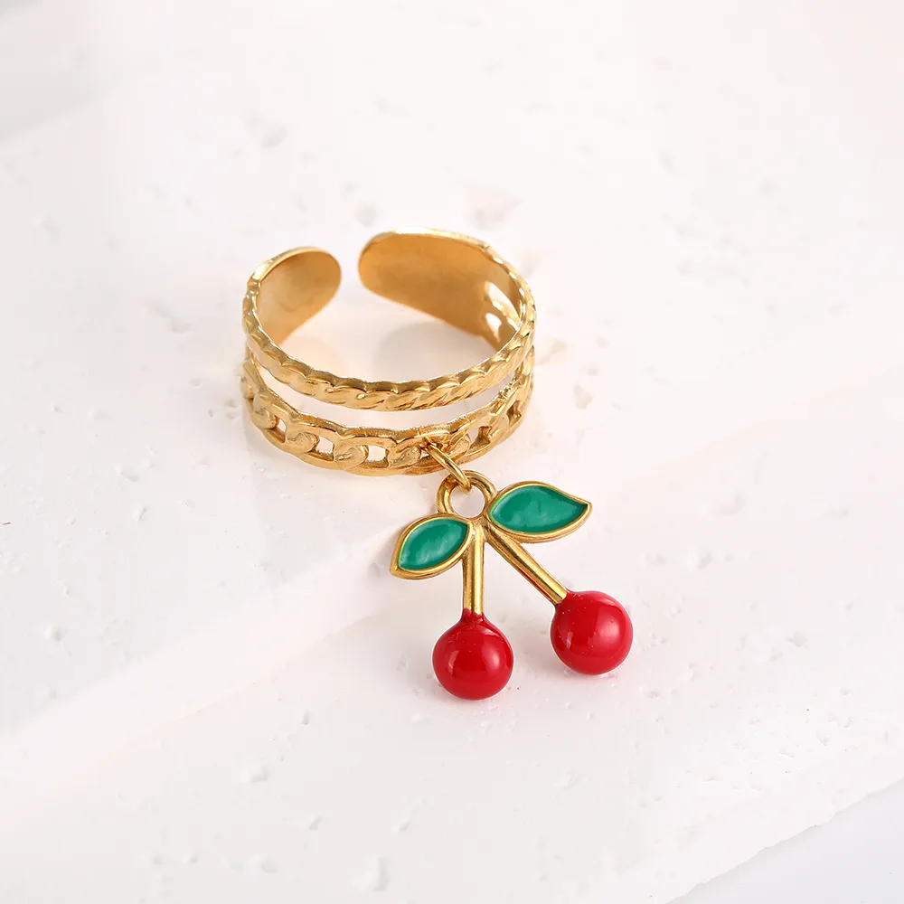 Elegant Modern Style Cherry Shell 304 Stainless Steel Plating 18K Gold Plated Women's Charm Rings Open Rings Rings display picture 11