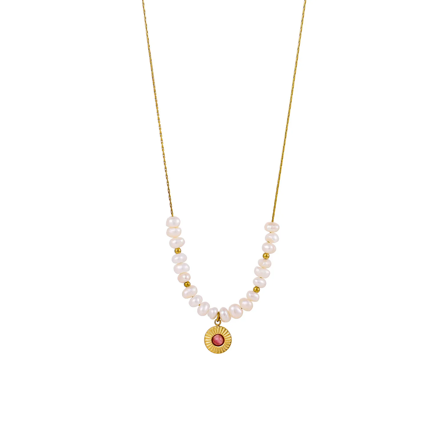 Simple Style Geometric Titanium Steel Beaded Plating Inlay Natural Stone Zircon Women's Necklace display picture 12
