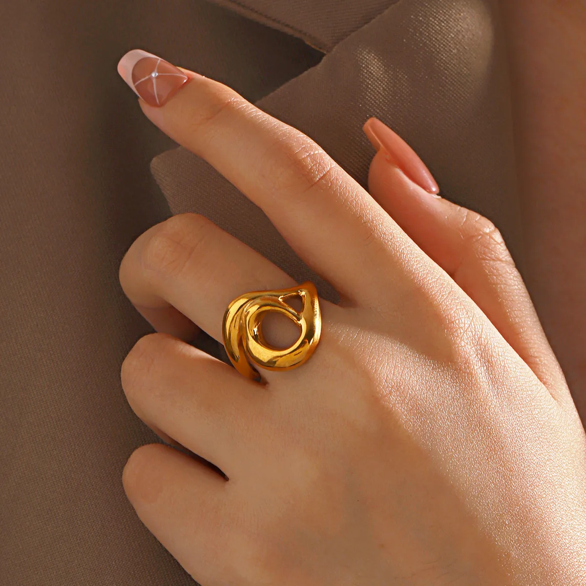 Wholesale Jewelry Simple Style Irregular 304 Stainless Steel 18K Gold Plated Polishing Open Rings display picture 4