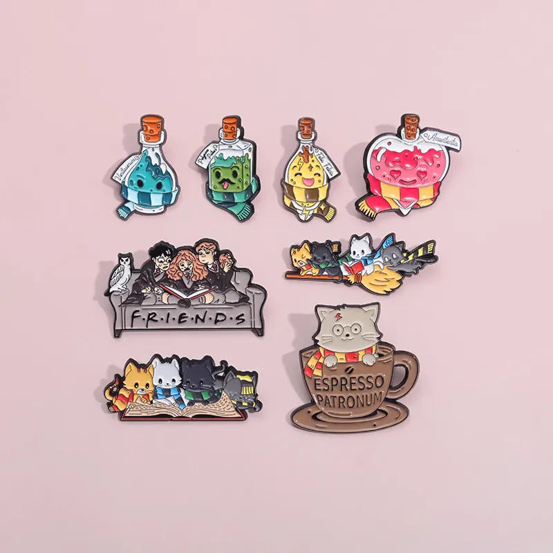 Cartoon Style Cute Animal Cat Magic Medicine Bottle Alloy Stamping Stoving Varnish Plating Unisex Brooches display picture 3
