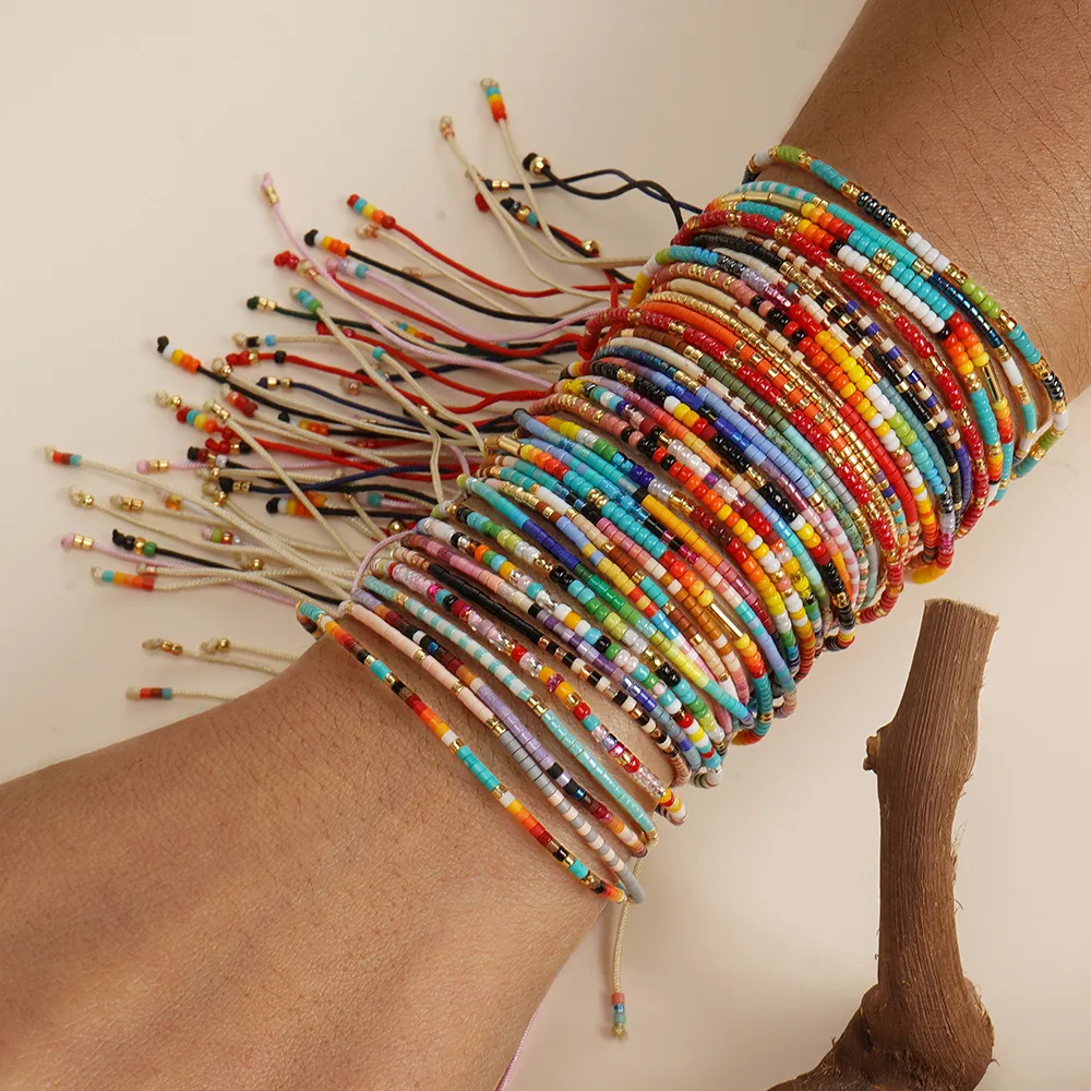 Bohemian Round Seed Bead Wax Line Copper  Beaded Bracelets Wholesale display picture 2