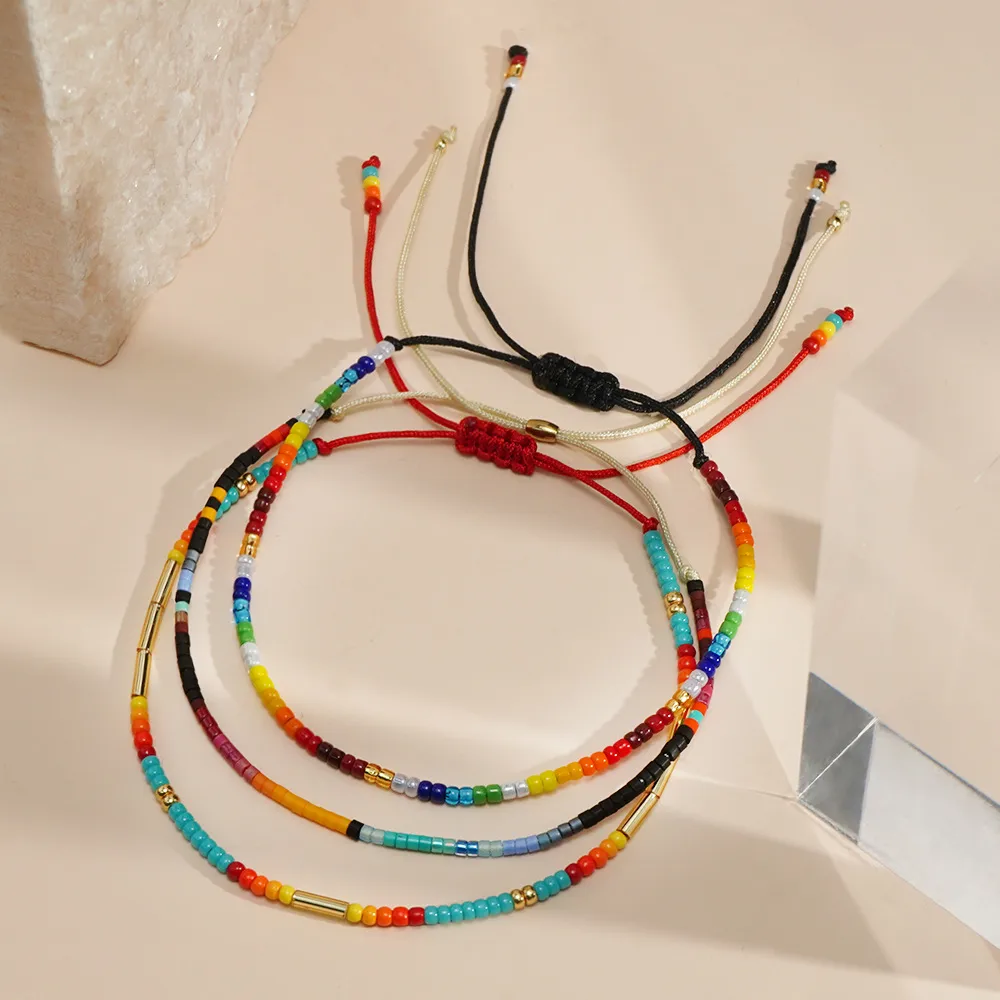 Bohemian Round Seed Bead Wax Line Copper  Beaded Bracelets Wholesale display picture 13