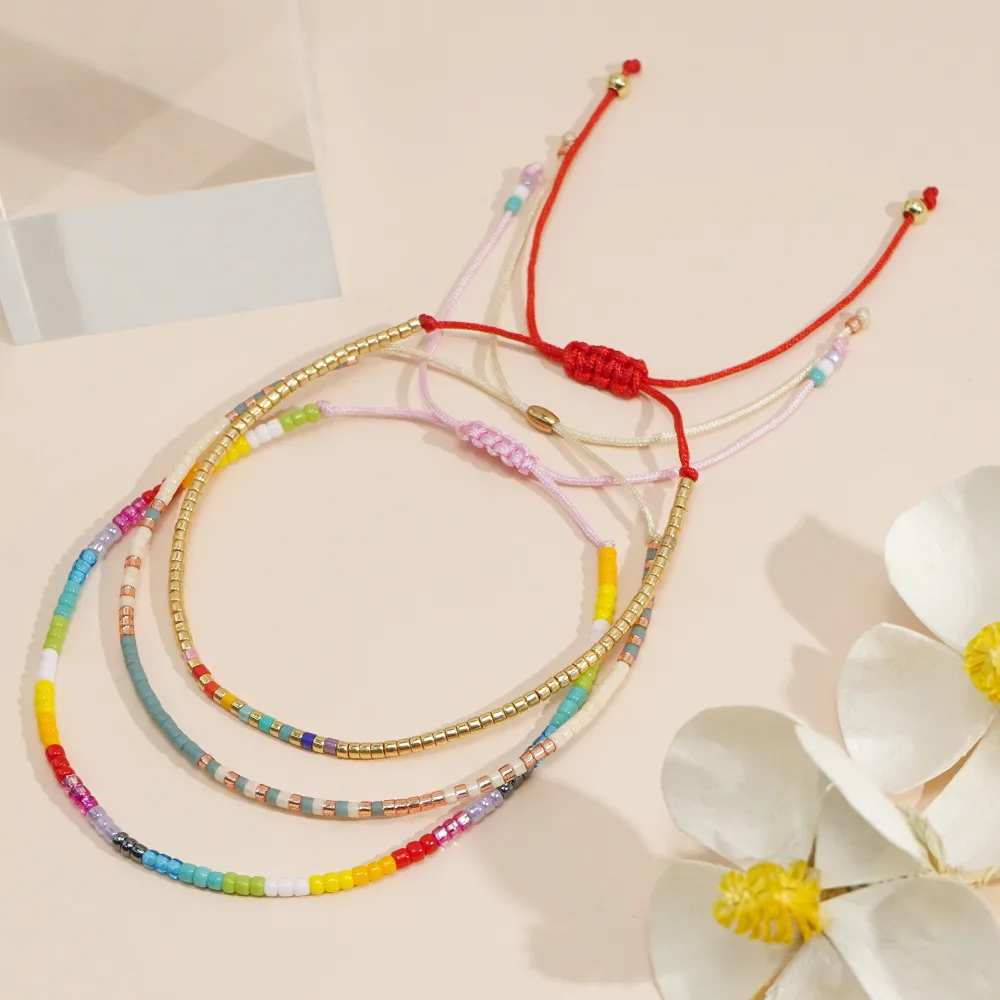 Bohemian Round Seed Bead Wax Line Copper  Beaded Bracelets Wholesale display picture 4