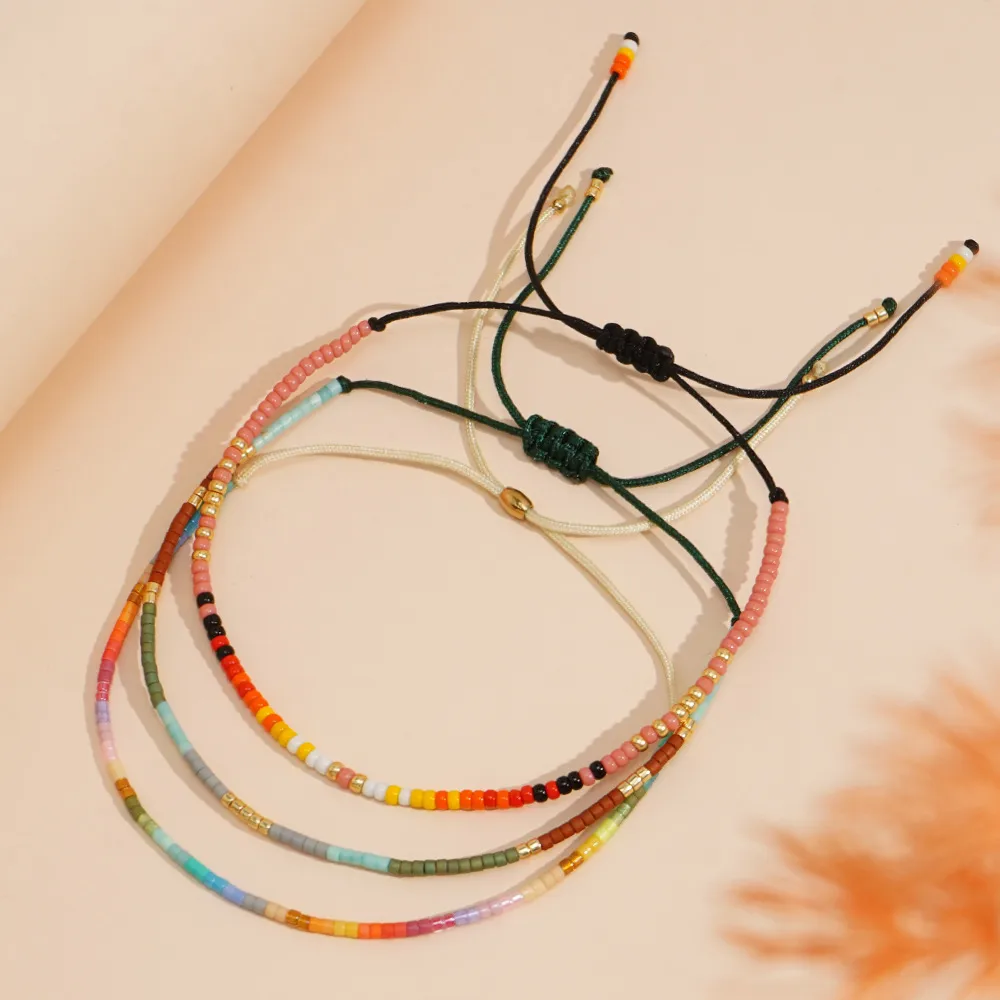 Bohemian Round Seed Bead Wax Line Copper  Beaded Bracelets Wholesale display picture 6