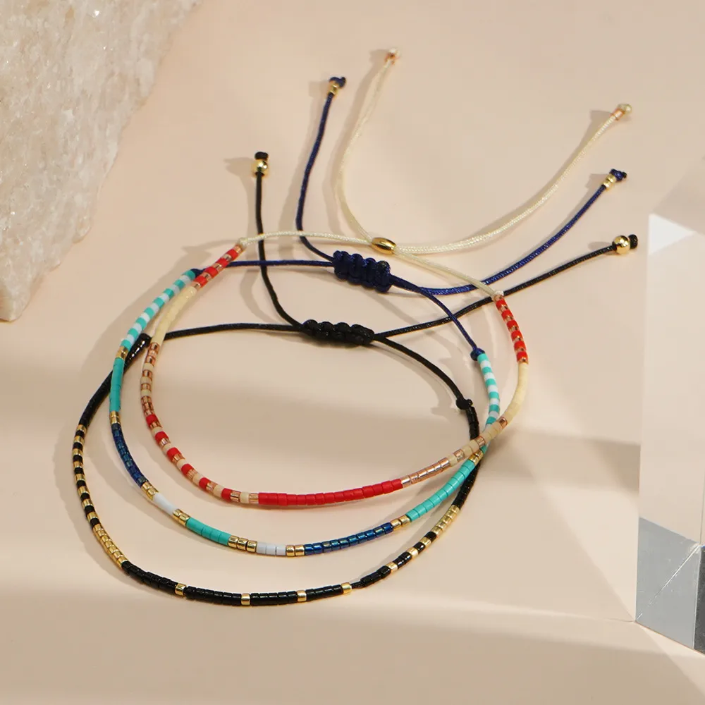 Bohemian Round Seed Bead Wax Line Copper  Beaded Bracelets Wholesale display picture 7