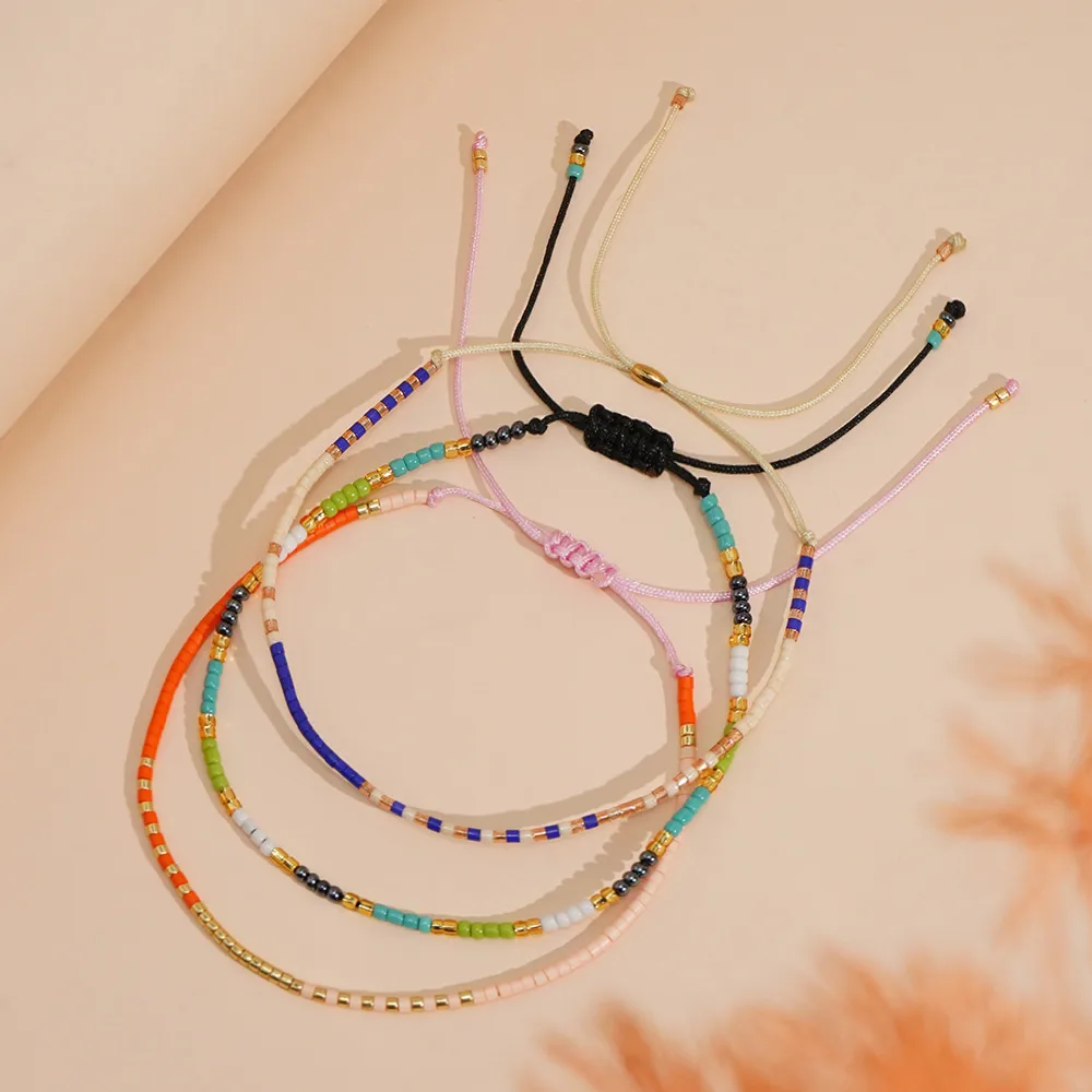 Bohemian Round Seed Bead Wax Line Copper  Beaded Bracelets Wholesale display picture 9