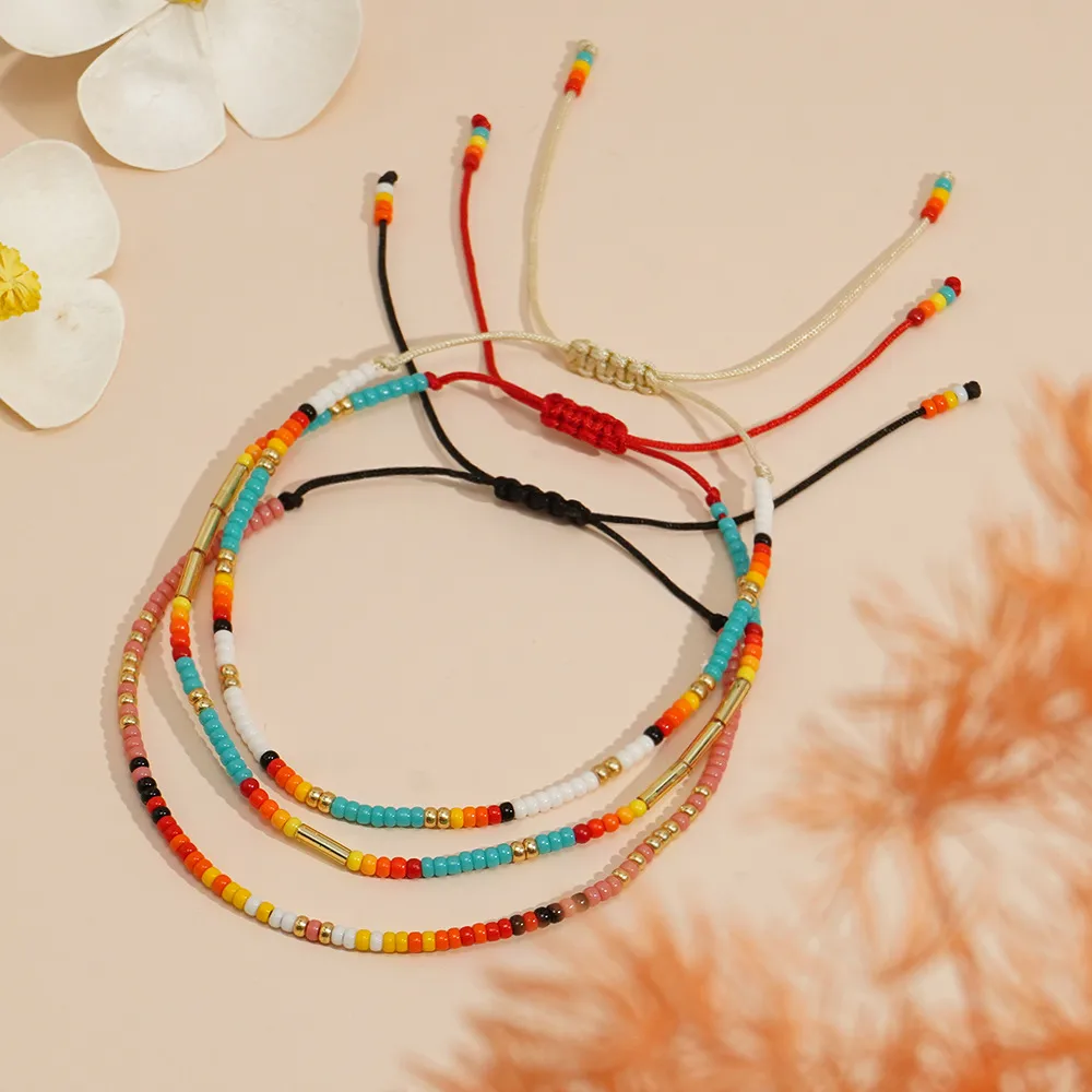 Bohemian Round Seed Bead Wax Line Copper  Beaded Bracelets Wholesale display picture 14