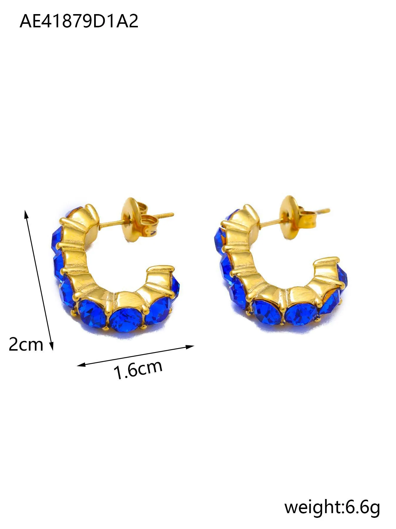 1 Pair IG Style Geometric Inlay 304 Stainless Steel Rhinestones 14K Gold Plated Ear Studs display picture 3