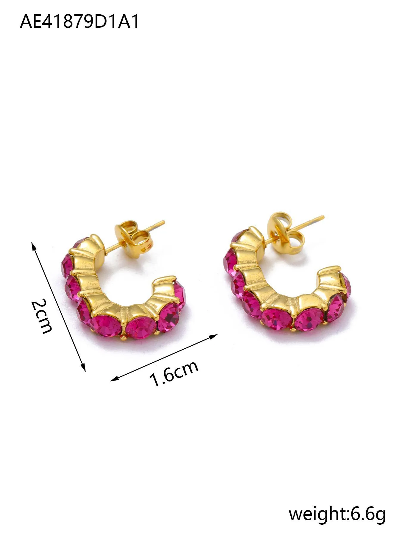 1 Pair IG Style Geometric Inlay 304 Stainless Steel Rhinestones 14K Gold Plated Ear Studs display picture 4