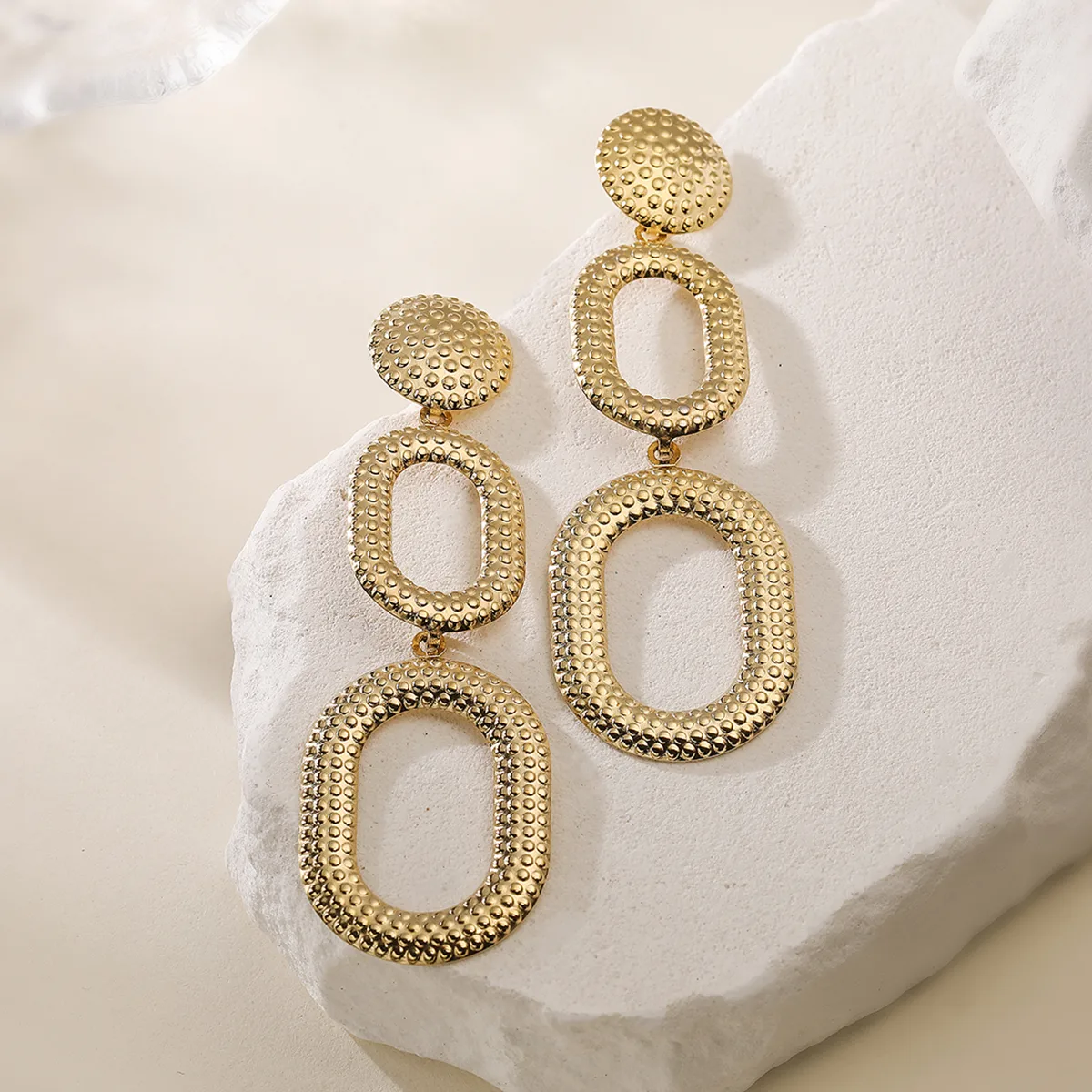 1 Pair Retro Geometric 304 Stainless Steel Drop Earrings display picture 4