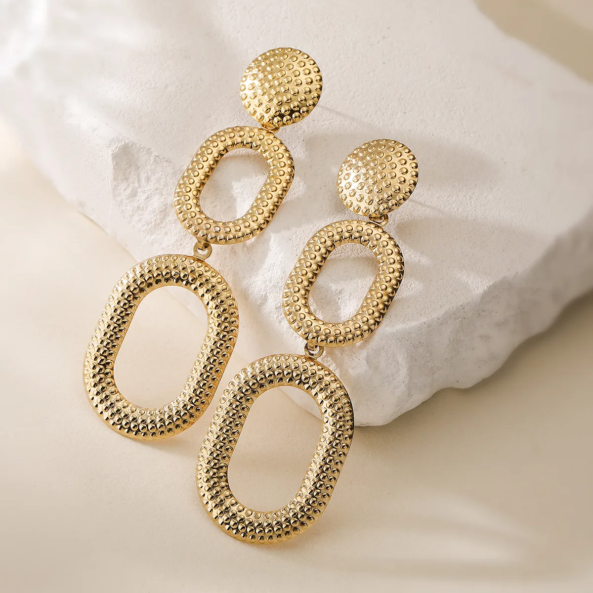 1 Pair Retro Geometric 304 Stainless Steel Drop Earrings display picture 3