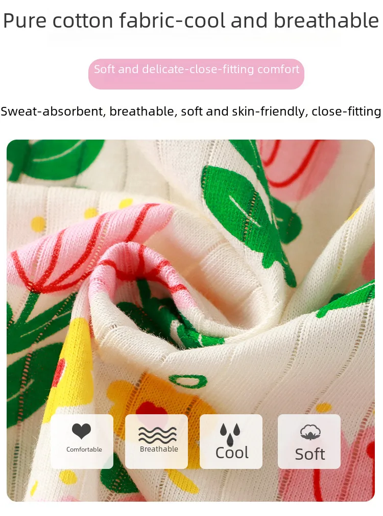 Summer Baby's Short-sleeved Home Clothes Pure Cotton Thin Pajamas Suit Newborn Half-short Top Baby Air-conditioning Clothes Children's Clothing display picture 2