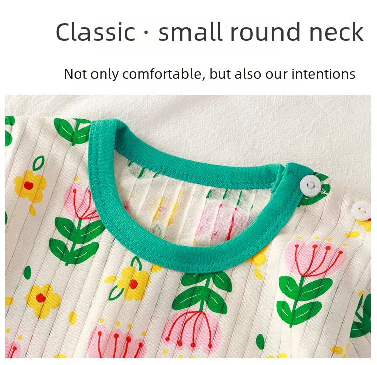 Summer Baby's Short-sleeved Home Clothes Pure Cotton Thin Pajamas Suit Newborn Half-short Top Baby Air-conditioning Clothes Children's Clothing display picture 3